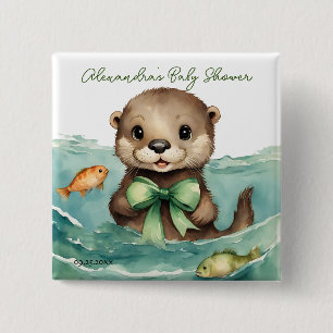 Baby Otter Gender Neutral Baby Shower Button