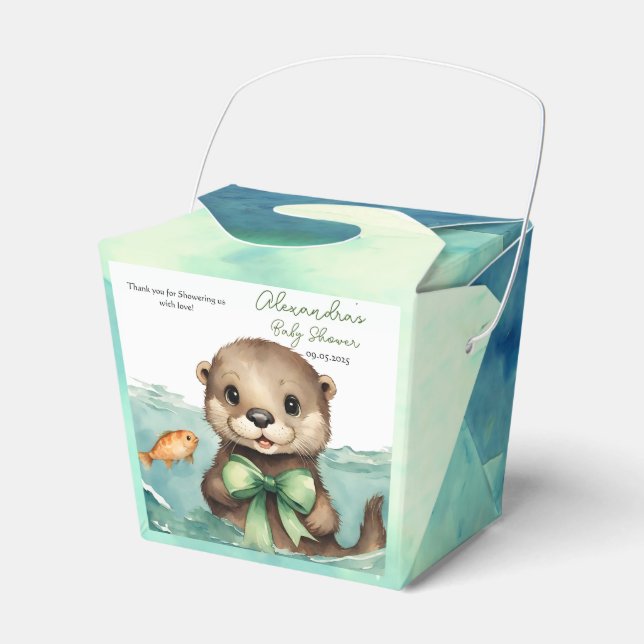 Baby Otter Gender Neutral Baby Shower Favor Boxes (Front Side)