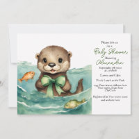 Baby Otter Gender Neutral Baby Shower Invitation