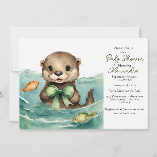 Baby Otter Gender Neutral Baby Shower Invitation
