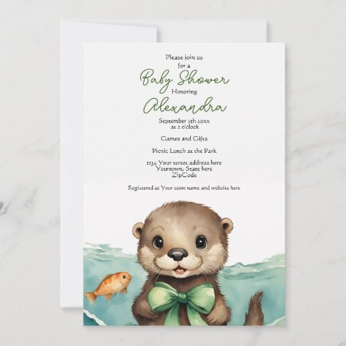 Baby Otter Gender Neutral Baby Shower Invitation