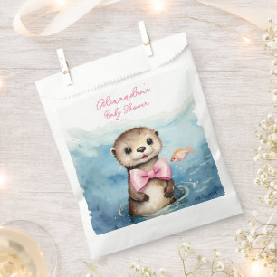 Baby Otter Girl Baby Shower Favor Bag