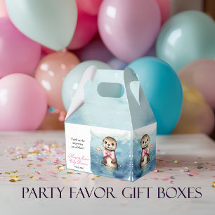 Baby Otter Girl Baby Shower Favor Boxes