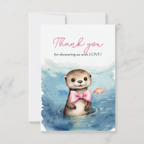 Baby Otter Girl Baby Shower Thank You