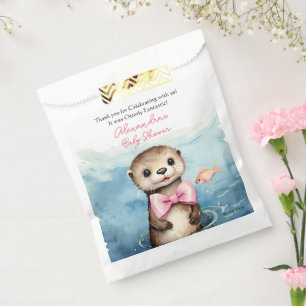 Baby Otter Girl Baby Shower Thank You Favor Bag