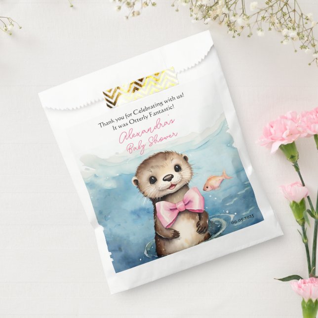 Baby Otter Girl Baby Shower Thank You Favor Bag (Sealed)