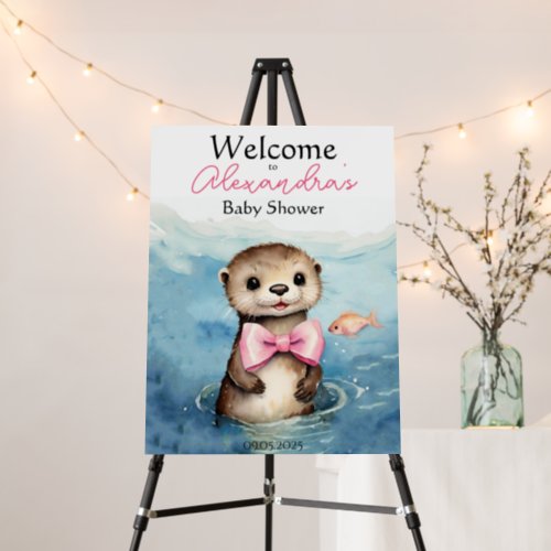 Baby Otter Girl Baby Shower Welcome Foam Board