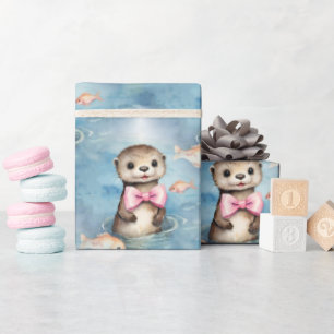 Baby Otter Girl Wrapping Paper