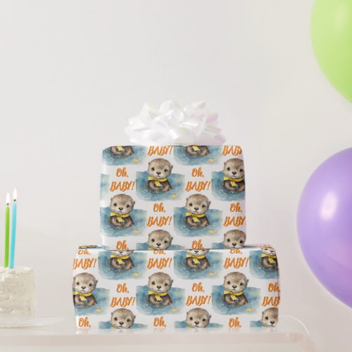 Baby Otter Oh Baby Gender Neutral Wrapping Paper