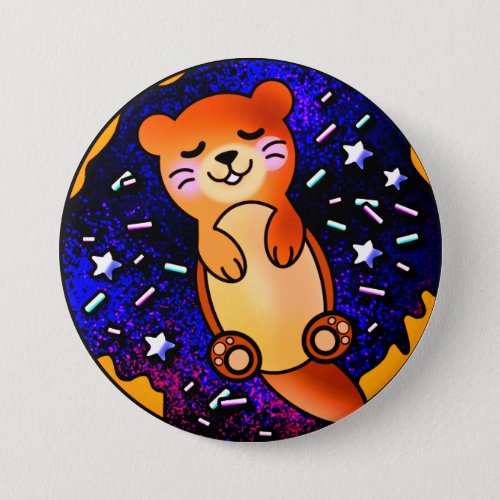 Baby Otter on Donut 1 Button