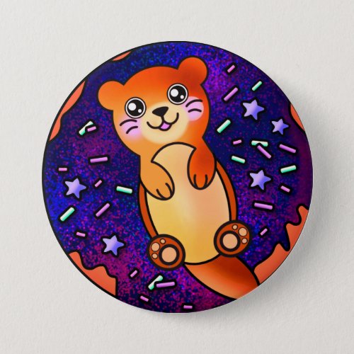 Baby Otter on Donut 2 Button