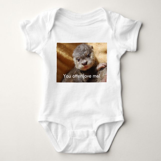 Baby otter pup infant jersey baby bodysuit (Front)
