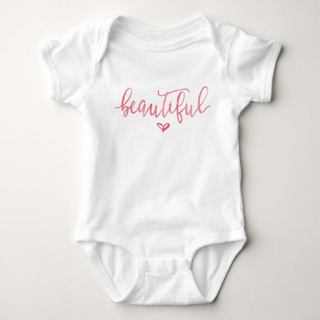 BABY OUTFIT ONSIE | Modern Pink Beautiful Script Baby Bodysuit (Front)