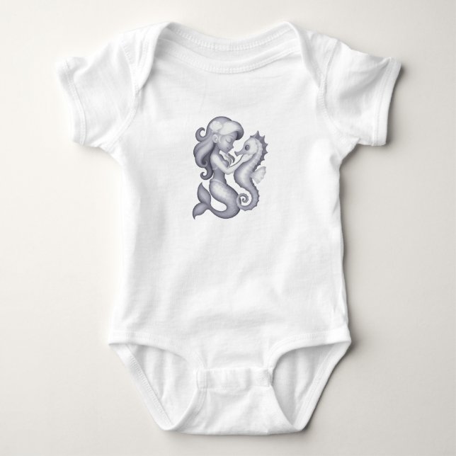 Baby outfit with seahorse baby bodysuit (Front)