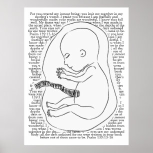 Baby Outline with Psalm 139:13-16 Poster