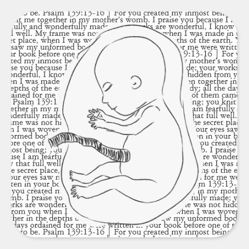 Baby Outline with Psalm 13913_16 Square Sticker