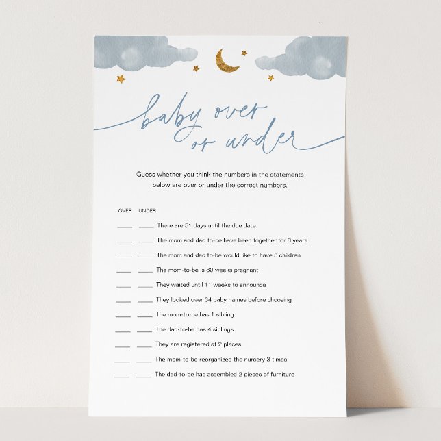 Baby Over Or Under Twinkle Star Baby Shower Game (Creator Uploaded)