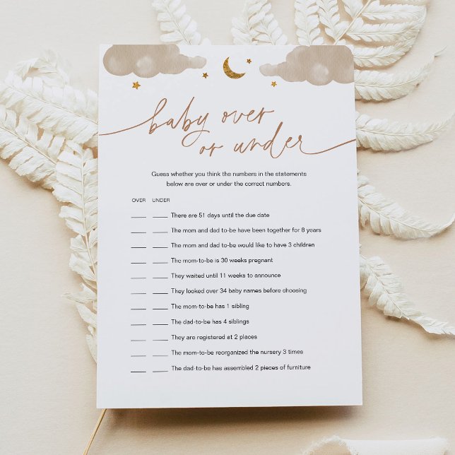 Baby Over Or Under Twinkle Star Baby Shower Game Invitation (Creator Uploaded)