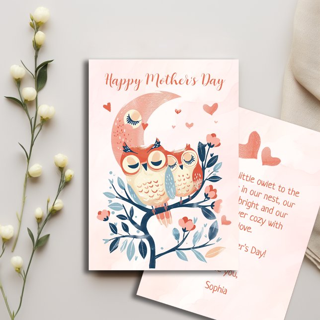 Baby Owl And Mom Love Mothers Day Card (Creator Uploaded)