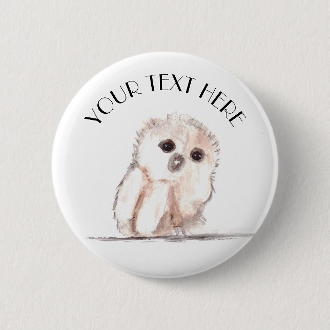 Baby owl Bird Animal Woodland Cute Kids Button (Front)