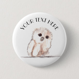 Baby owl Bird Animal Woodland Cute Kids Button