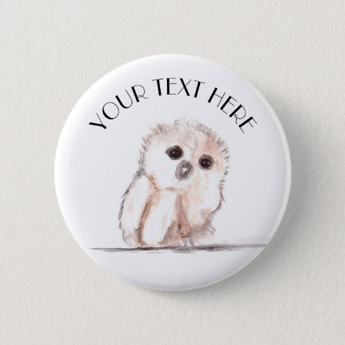 Baby owl Bird Animal Woodland Cute Kids Button