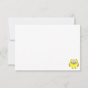 Baby Owl Cartoon Blank Note Card