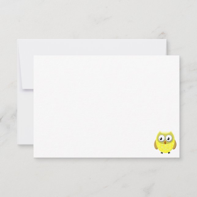 Baby Owl Cartoon Blank Note Card (Front)