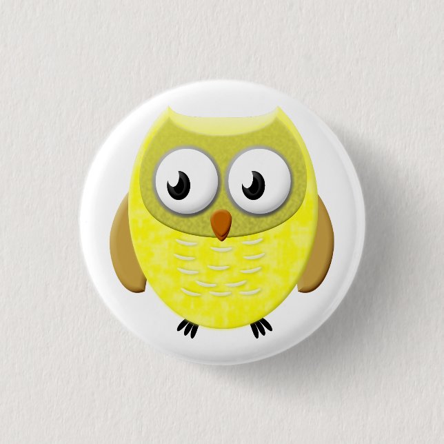 Baby Owl Cartoon Button (Front)