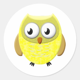Baby Owl Cartoon Classic Round Sticker