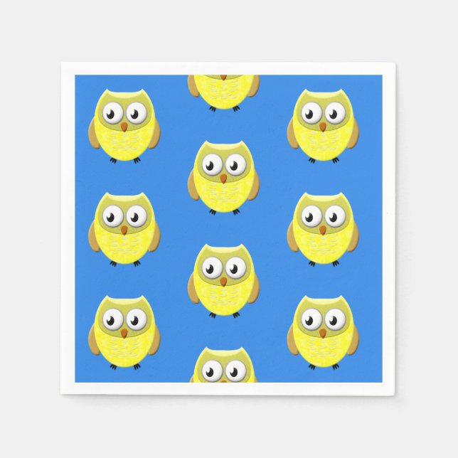 Baby Owl Cartoon Napkins (Front)