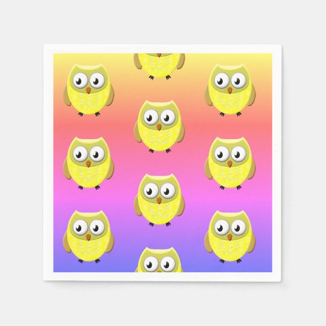 Baby Owl Cartoon Napkins (Front)