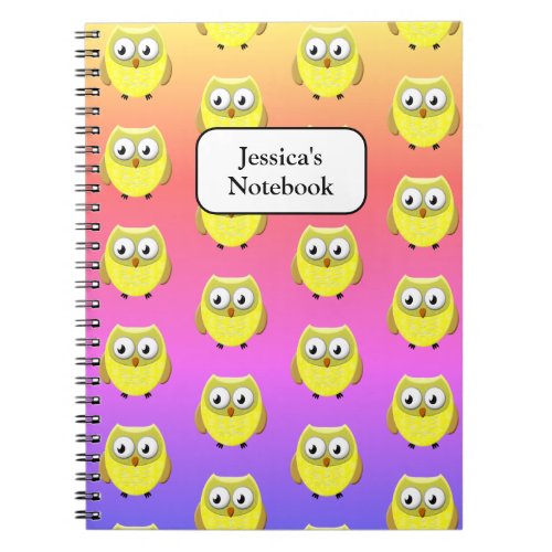 Baby Owl Cartoon Notebook