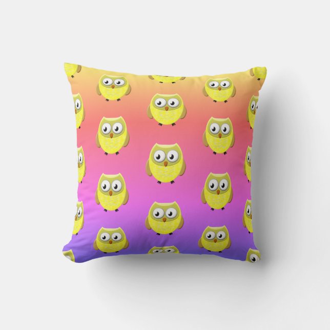 Baby Owl Cartoon Throw Pillow (Front)