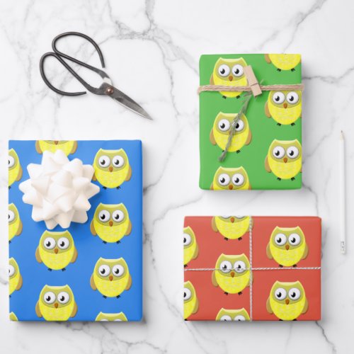 Baby Owl Cartoon Wrapping Paper Sheets