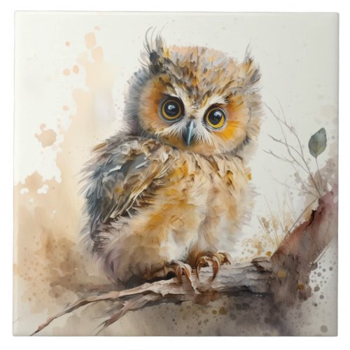 Baby Owl Ceramic Tile