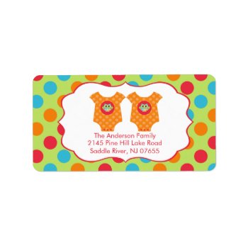 Baby Owl Clothes Twins Baby Shower Address Label by celebrateitinvites at Zazzle
