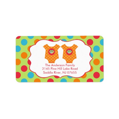 Baby Owl Clothes Twins Baby Shower Address Label
