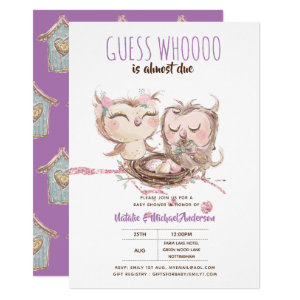 Baby OWL COUPLES Shower Guess Who Is Almost Due Invitation