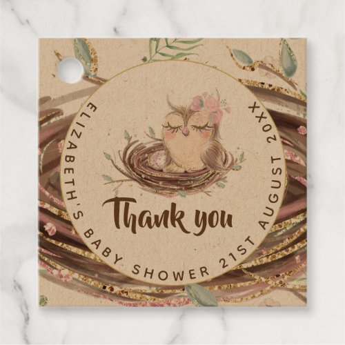 Baby Owl Couples Shower Rustic Eggs Nest Thank You Favor Tags