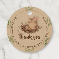 Baby Owl Couples Shower Rustic Eggs Nest Thank You Favor Tags