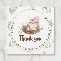 Baby Owl Couples Shower Rustic Eggs Nest Thank You Favor Tags