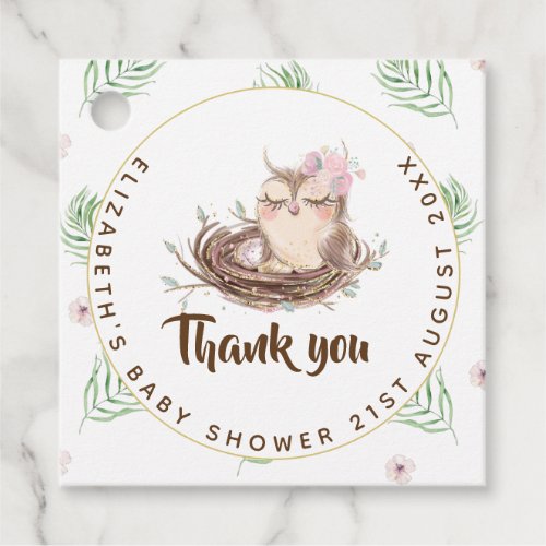 Baby Owl Couples Shower Rustic Eggs Nest Thank You Favor Tags