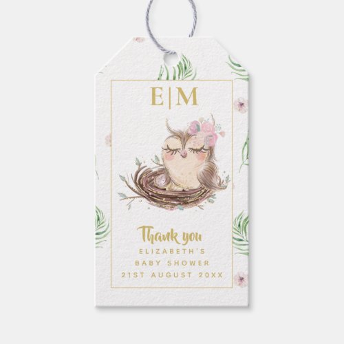 Baby Owl Couples Shower Rustic Eggs Nest Thank You Gift Tags