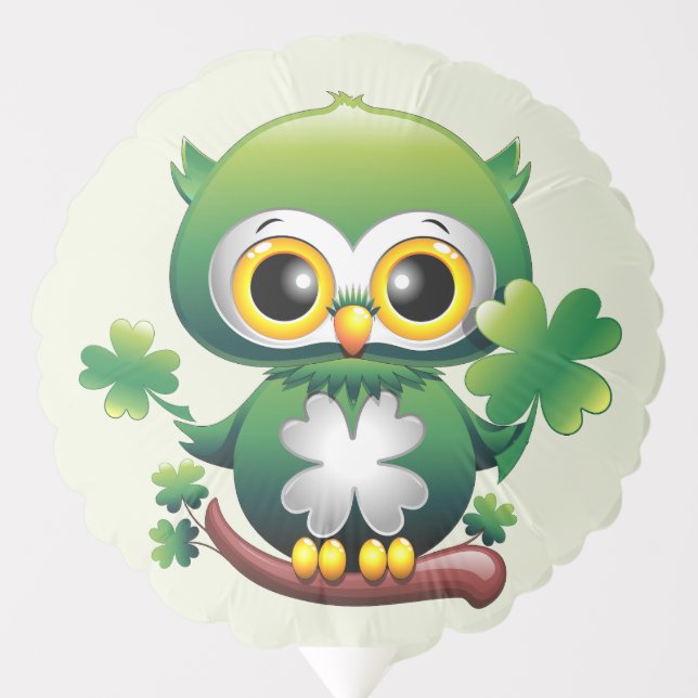 Baby Owl Cute St Patrick Cartoon Balloon (Front)