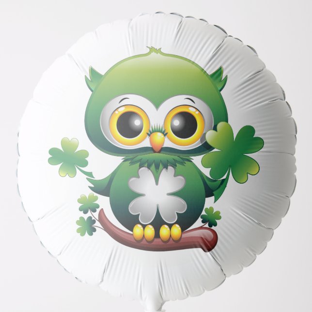 Baby Owl Cute St Patrick Cartoon Balloon (Front)