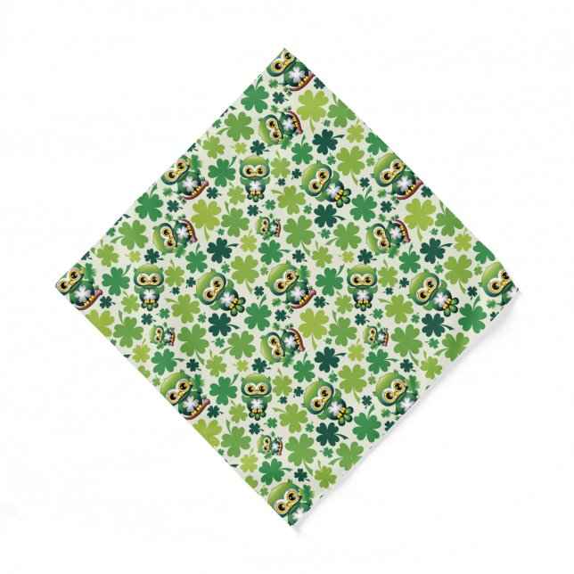 Baby Owl Cute St Patrick Cartoon Bandana (Front)