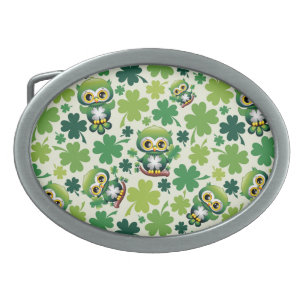 Baby Owl Cute St Patrick Cartoon Belt Buckle