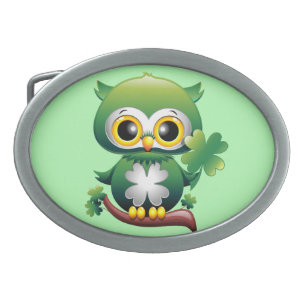 Baby Owl Cute St Patrick Cartoon Belt Buckle