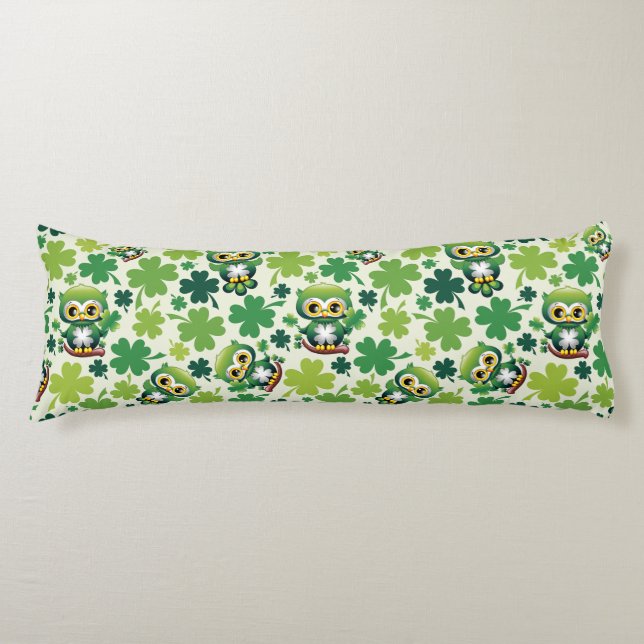 Baby Owl Cute St Patrick Cartoon Body Pillow (Front)